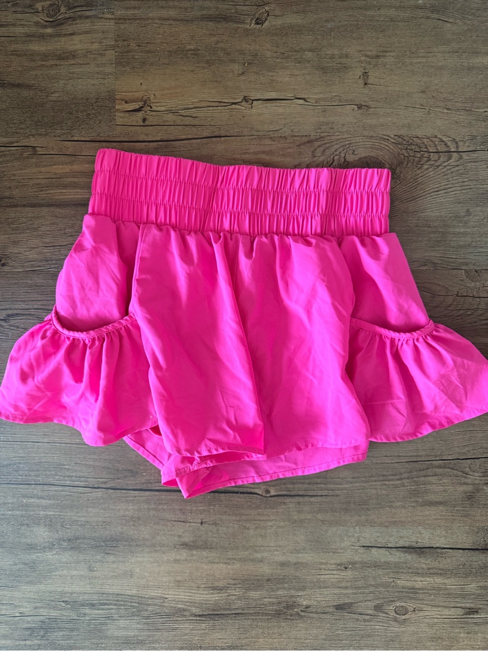 Women’s Hot Pink Ruffle Waist Shorts